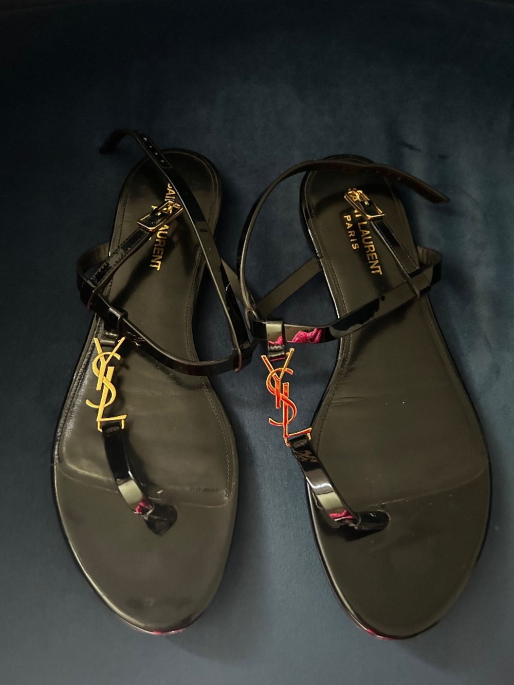 YSL t strap patent leather sandals size 38!